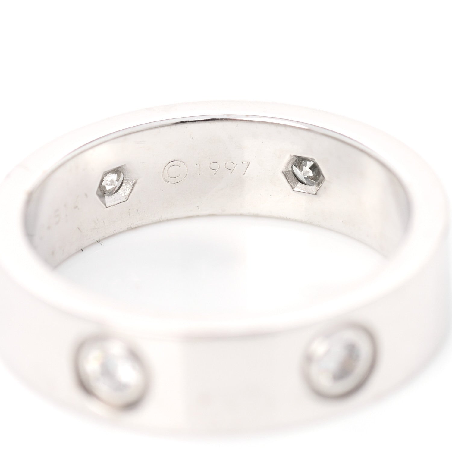 Cartier 18K White Gold 6 Diamond 5.5mm LOVE Ring 54 7 7 of 9
