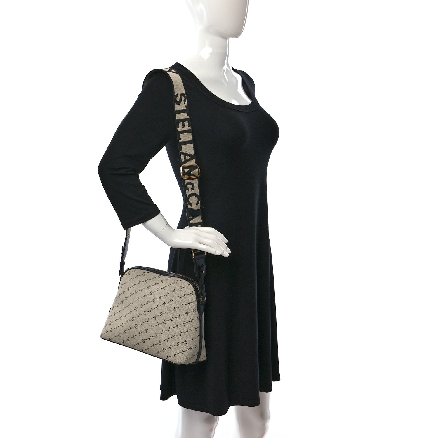 Stella McCartney Monogram Canvas Stella Logo Zip Shoulder Bag Neutral 2 of 9