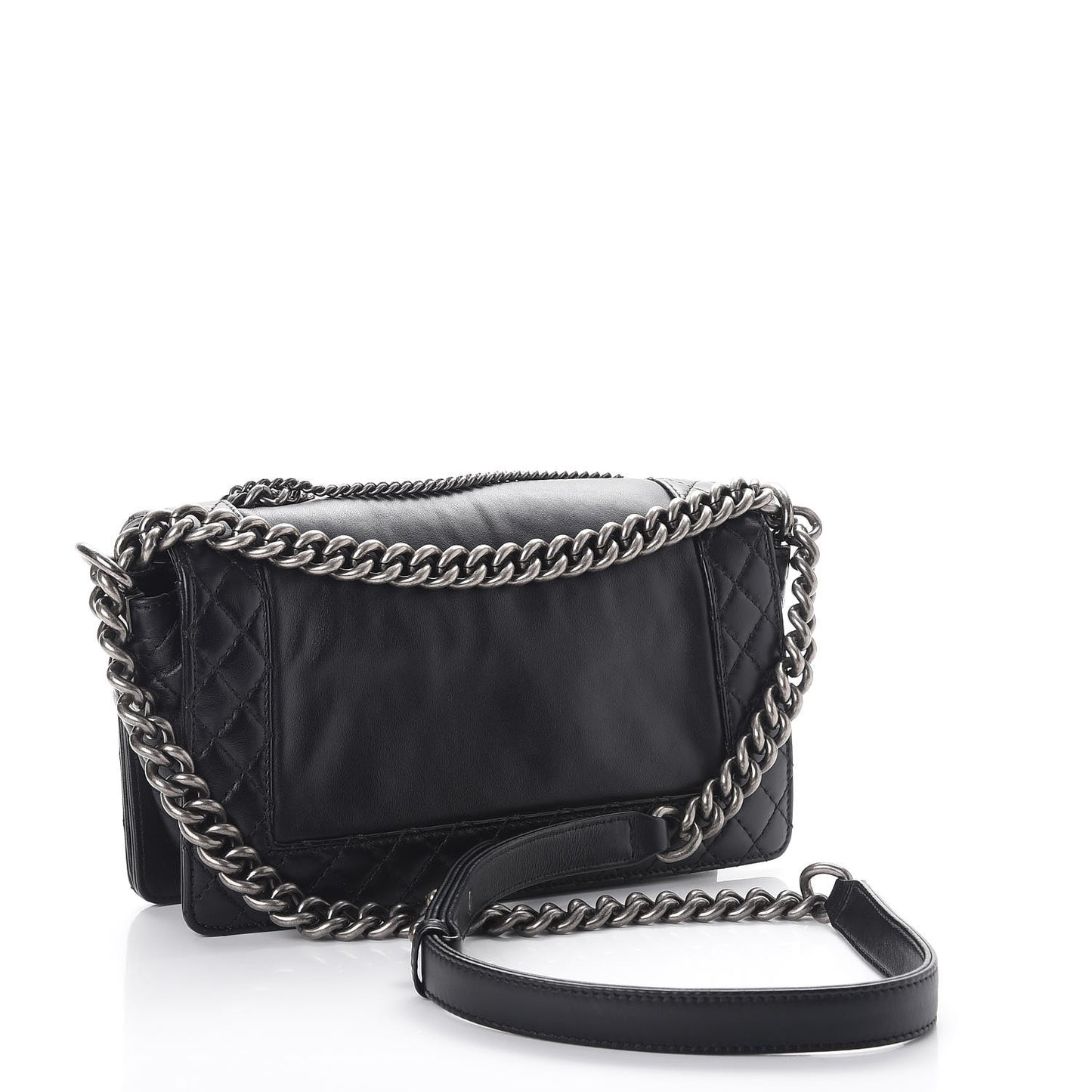 Calfskin Enchained Medium Boy Flap Black