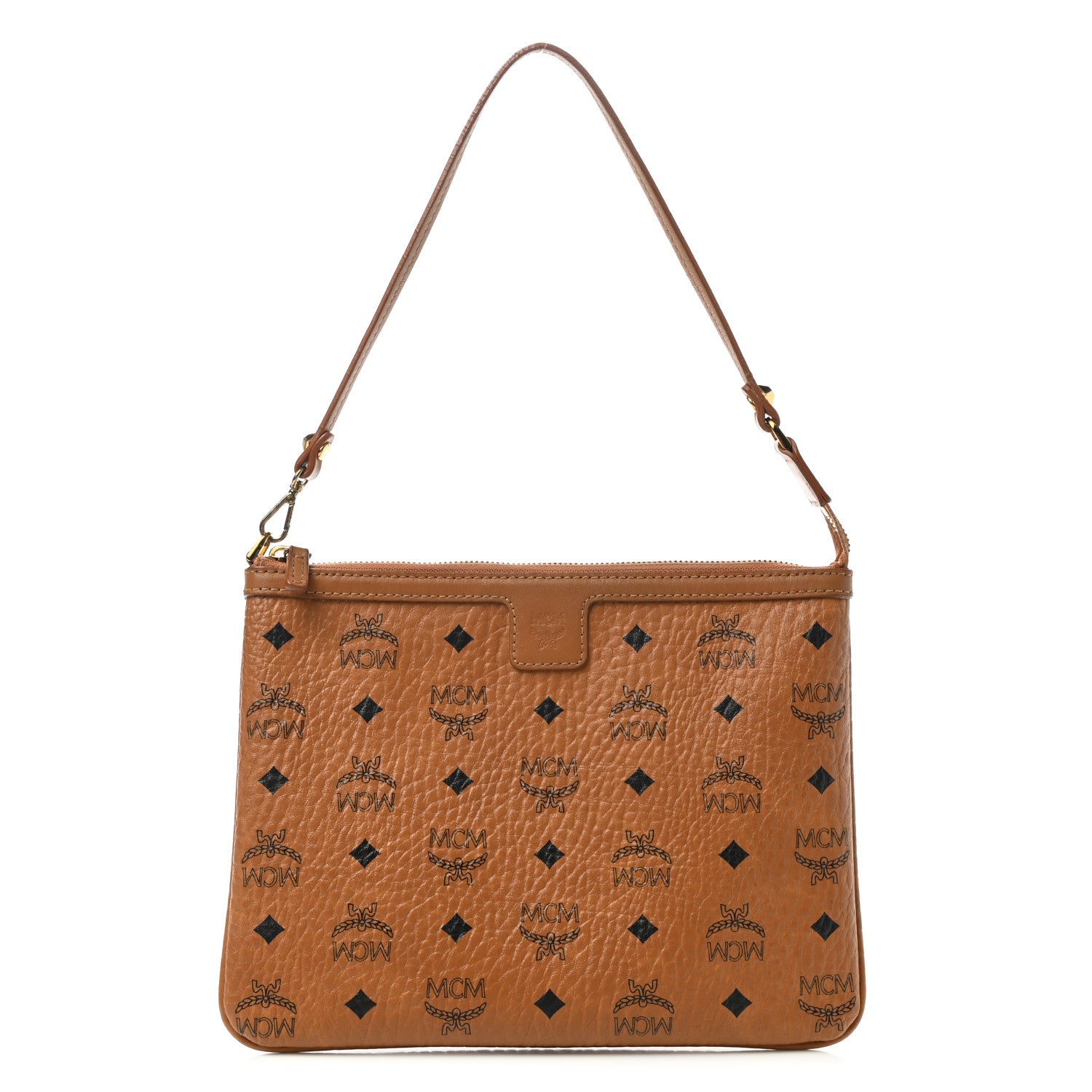 MCM Visetos Medium Stark Wristlet Pouch Cognac 1 of 10