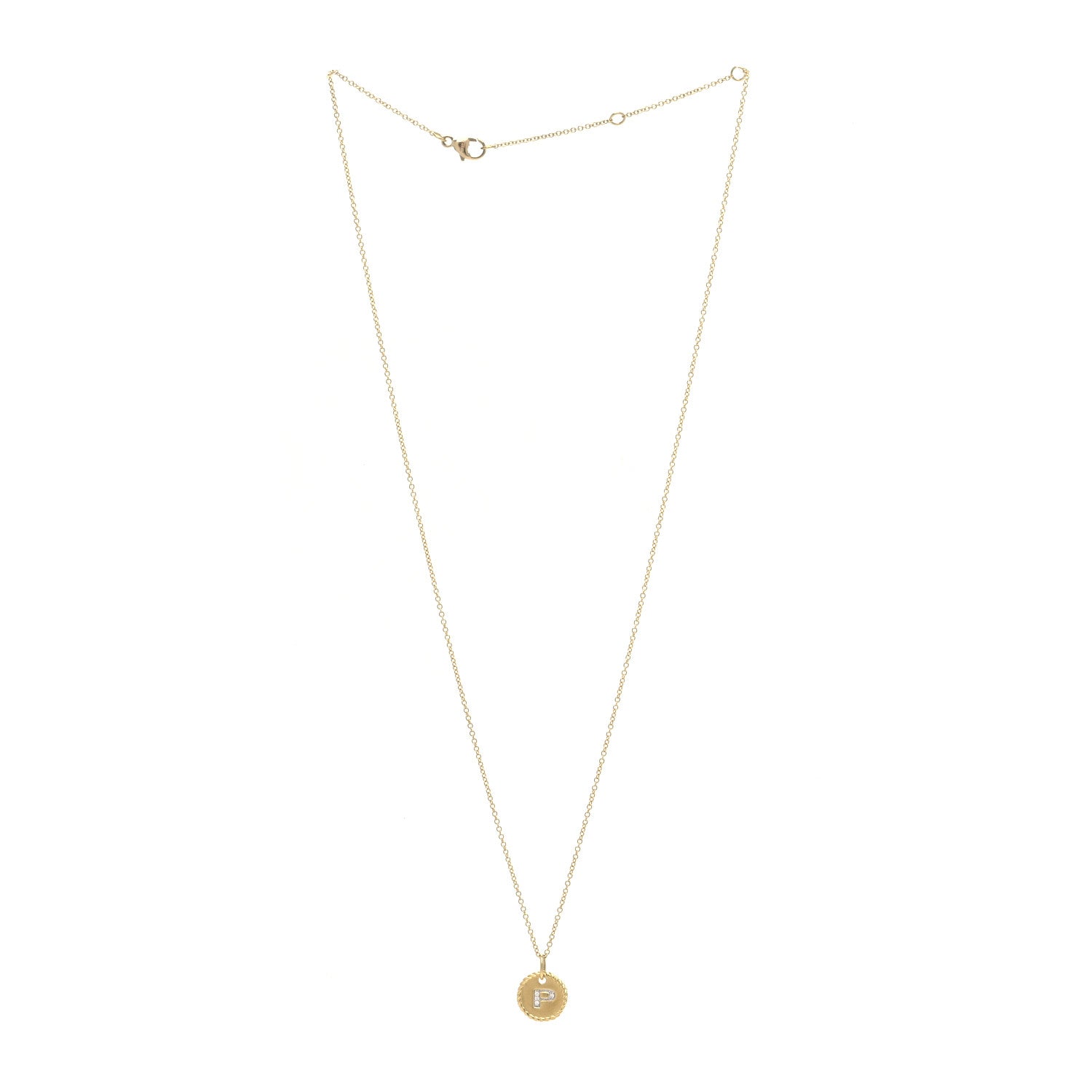David Yurman 18K Yellow Gold Diamond Initial P Charm Necklace 3 of 4