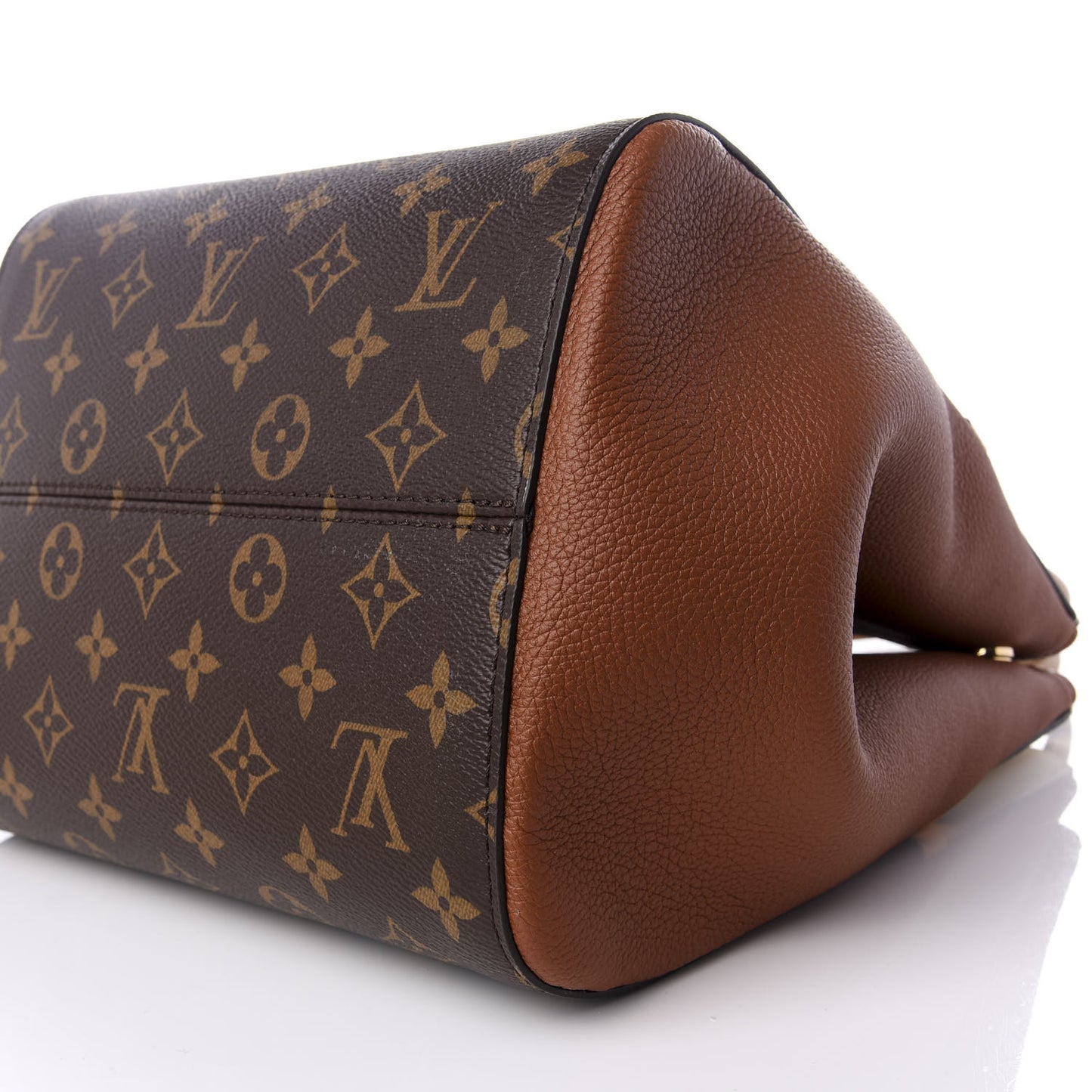 Calfskin Monogram Fold Tote MM Camel Sunbeam Cream