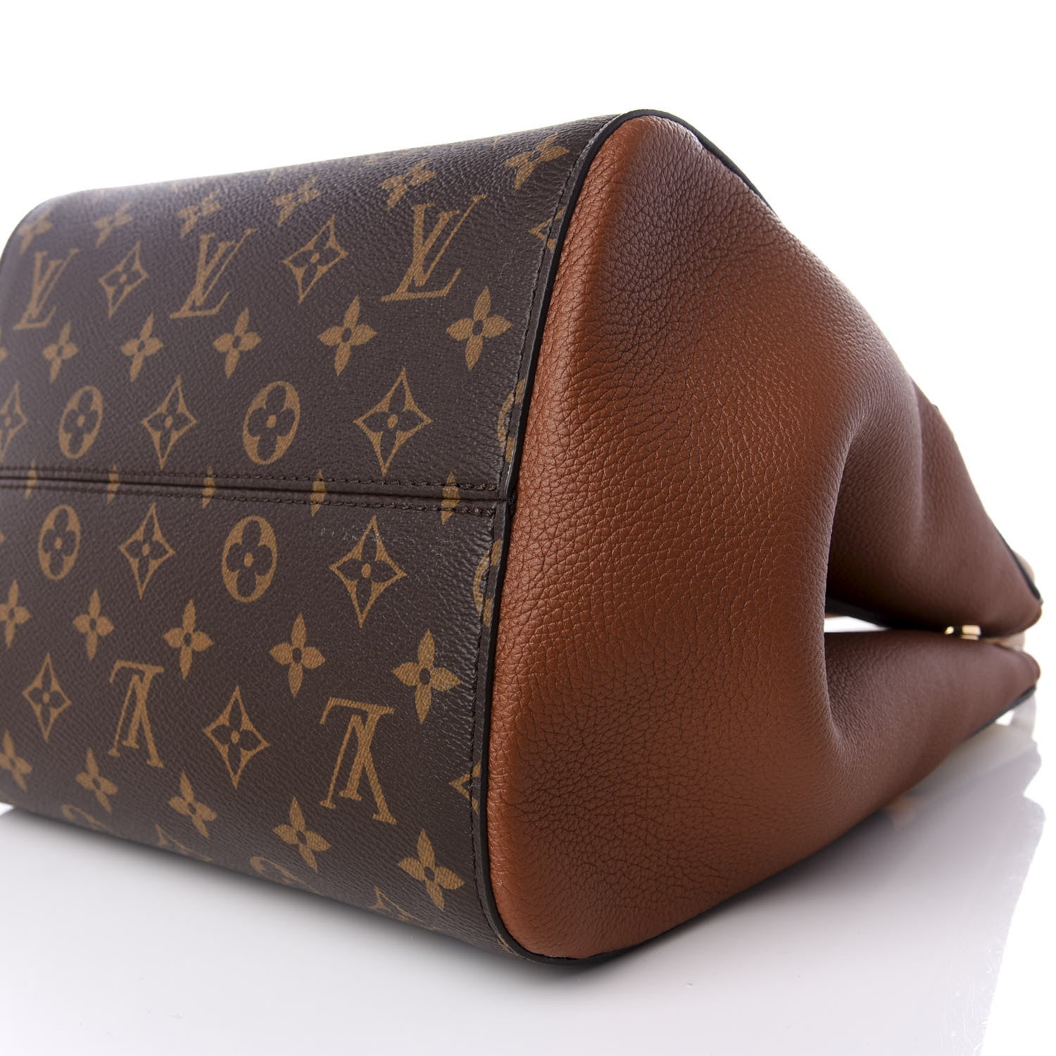 Louis Vuitton Calfskin Monogram Fold Tote MM Camel Sunbeam Cream 7 of 8