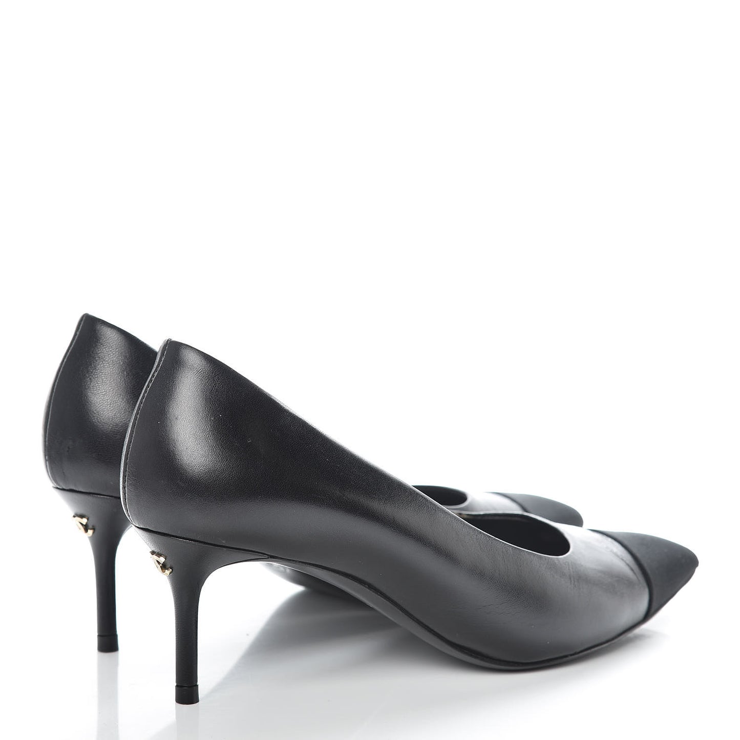 Lambskin CC Cap Toe Pumps 36 Black