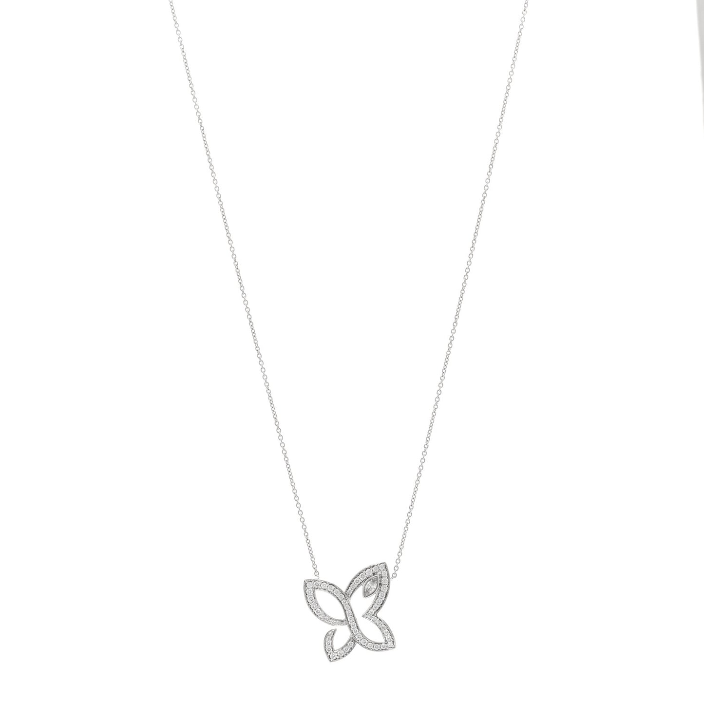 Platinum Diamond Infinite Lily Cluster Pendant Necklace