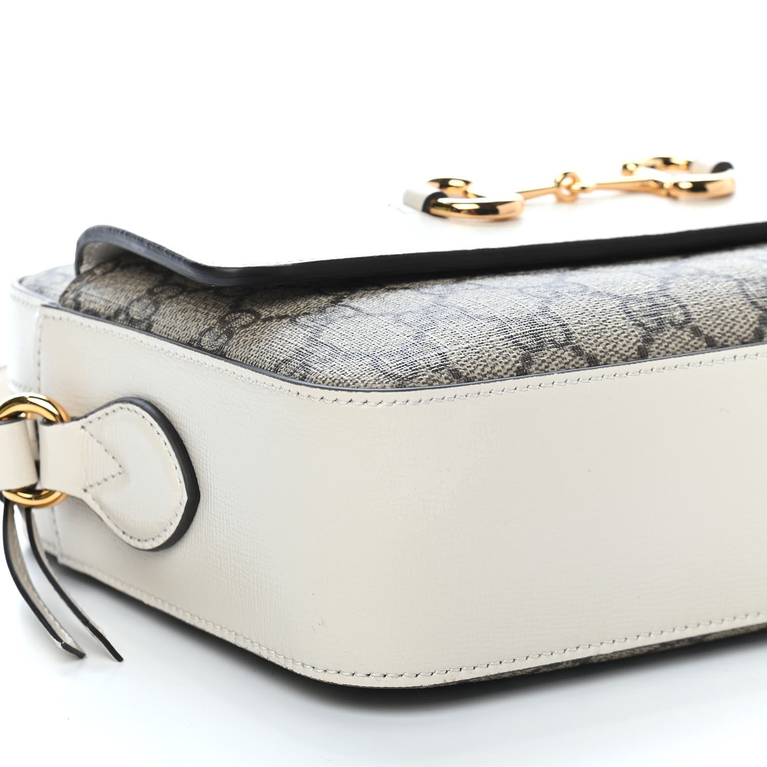 Gucci GG Supreme Monogram Small Horsebit 1955 Shoulder Bag Beige Mystic White 8 of 9