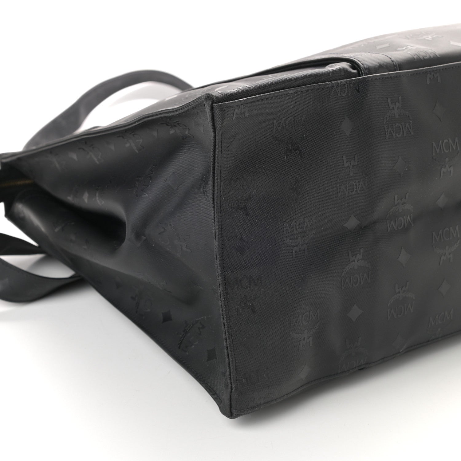 MCM Monogram Coated Canvas Tote Bag Black 8 of 9