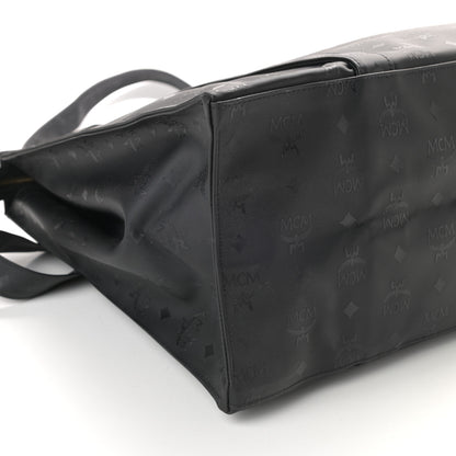 MCM Monogram Coated Canvas Tote Bag Black 8 of 9