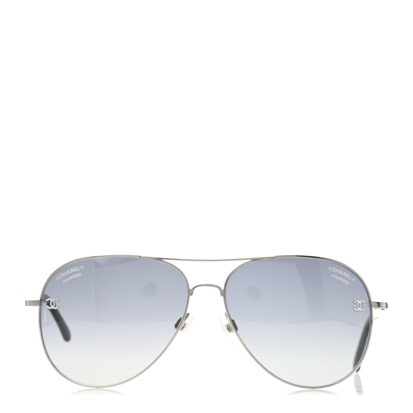 Metal Polarized CC Aviator Sunglasses 4189-T-Q Silver