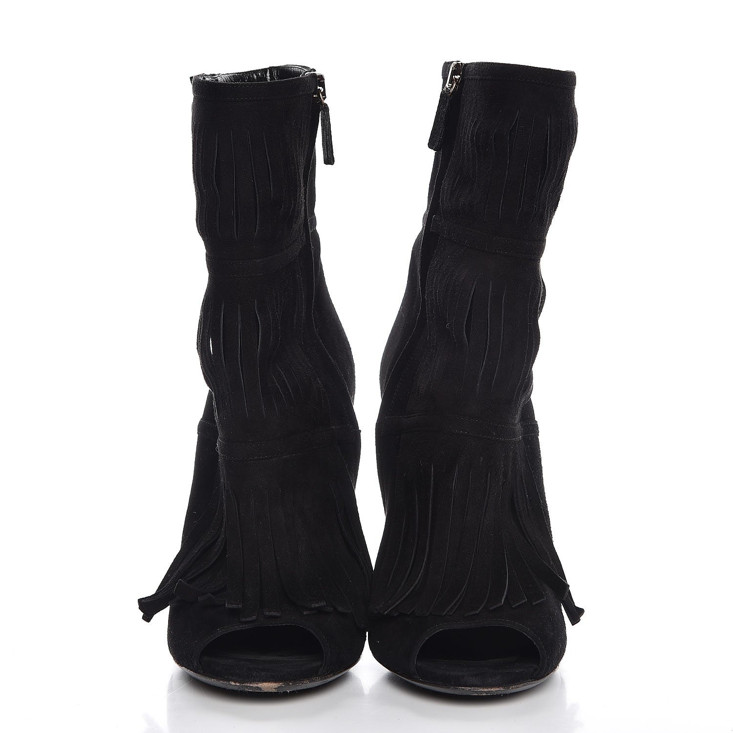 Gucci Suede Fringe Becky Bootie 37.5 Black 2 of 10