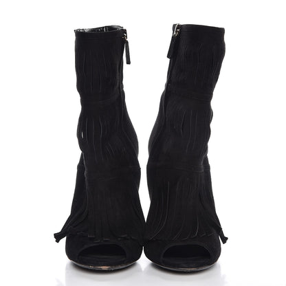 Gucci Suede Fringe Becky Bootie 37.5 Black 2 of 10
