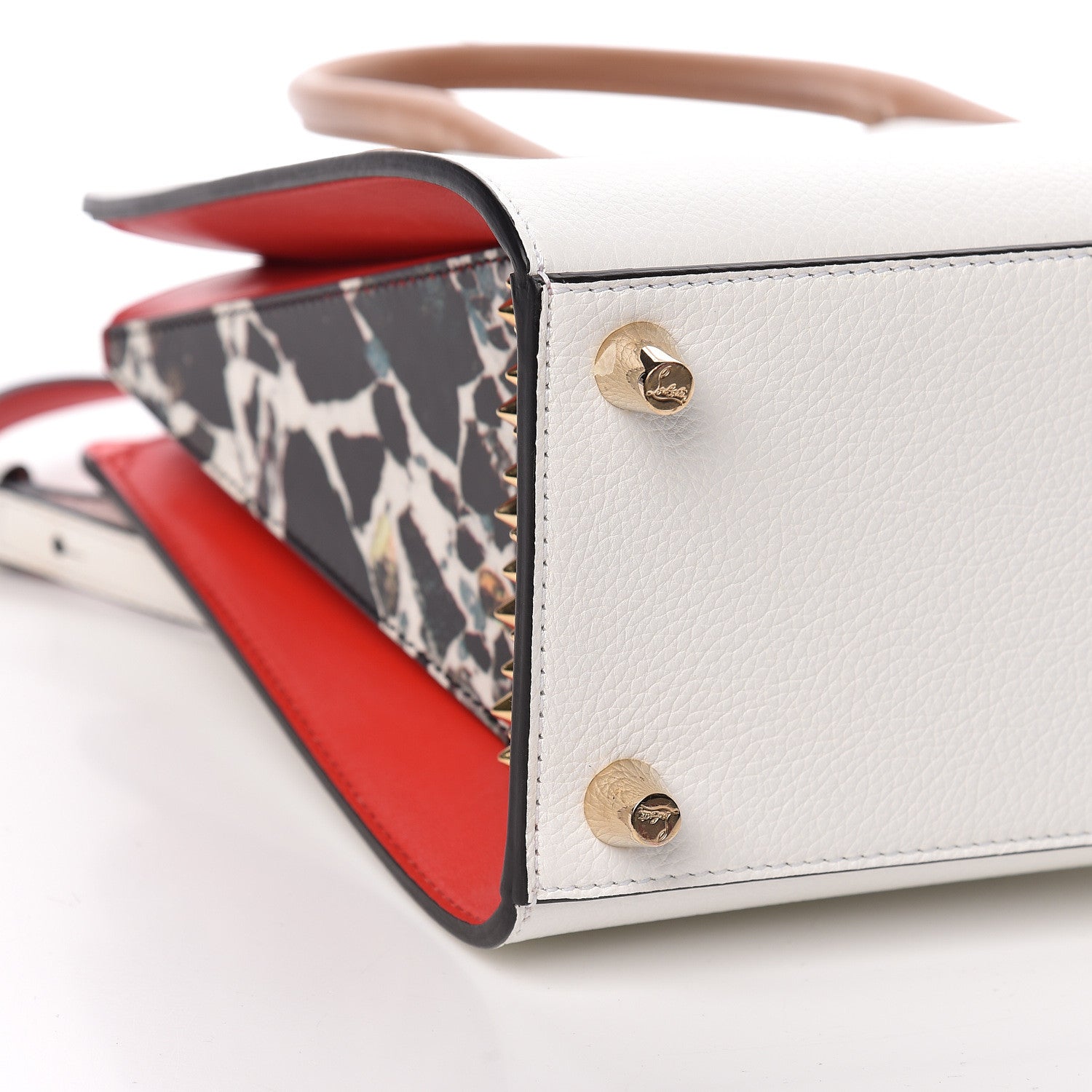 Christian Louboutin Calfskin Patent Studded Small Paloma White 8 of 10