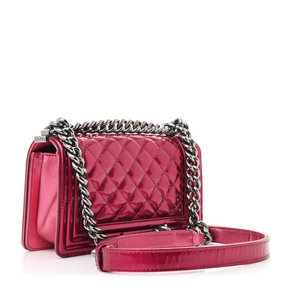 Chanel Metallic Patent Calfskin Quilted Small Boy Flap Pink 3 of 11