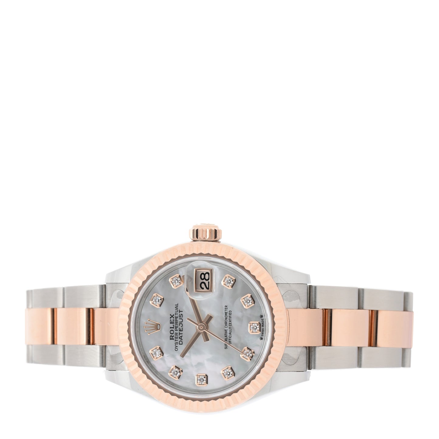 Stainless Steel 18K Everose Gold Diamond Mother of Pearl 28mm Oyster Perpetual Datejust Watch 279171