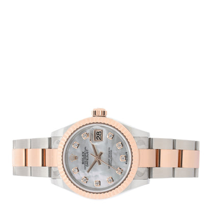 Rolex Stainless Steel 18K Everose Gold Diamond Mother of Pearl 28mm Oyster Perpetual Datejust Watch 279171 2 of 5
