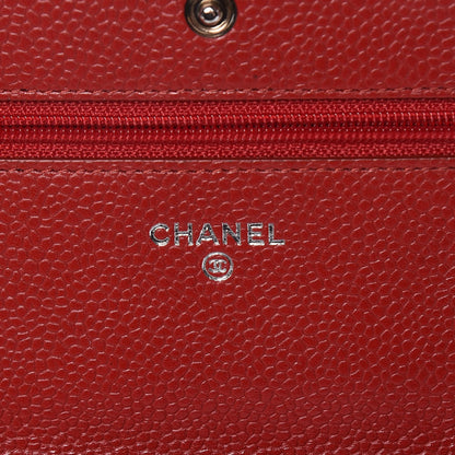 Chanel Caviar Quilted Wallet on Chain WOC Red 6 of 13