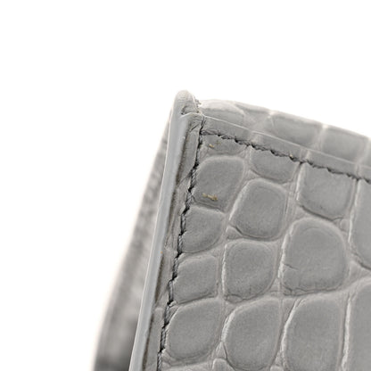 Balenciaga Shiny Calfskin Crocodile Embossed Small Hourglass Top Handle Bag Steel Grey 12 of 12