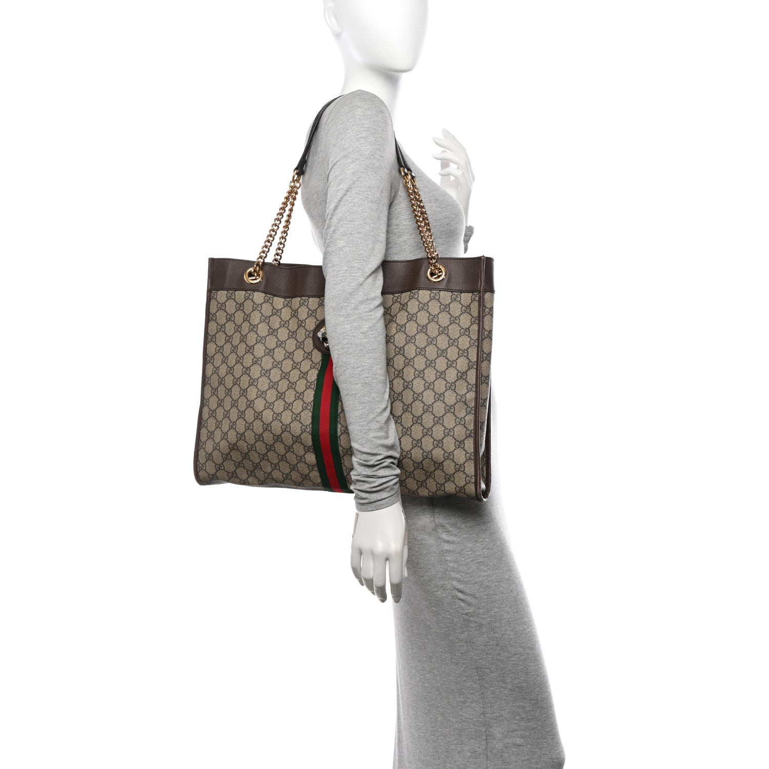 Gucci GG Supreme Monogram Large Rajah Chain Tote Beige New Acero 2 of 12