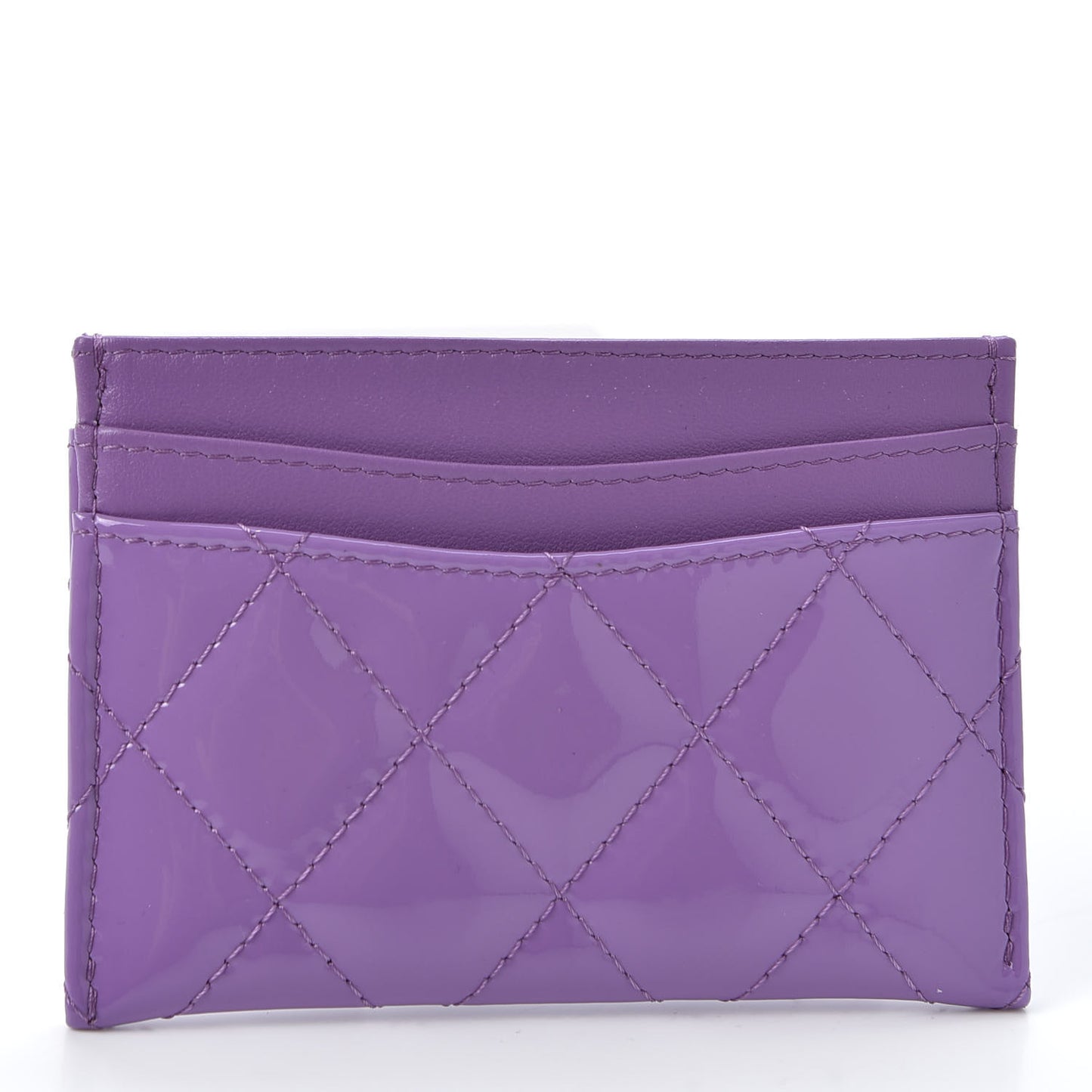 Patent Quilted Card Holder Purple