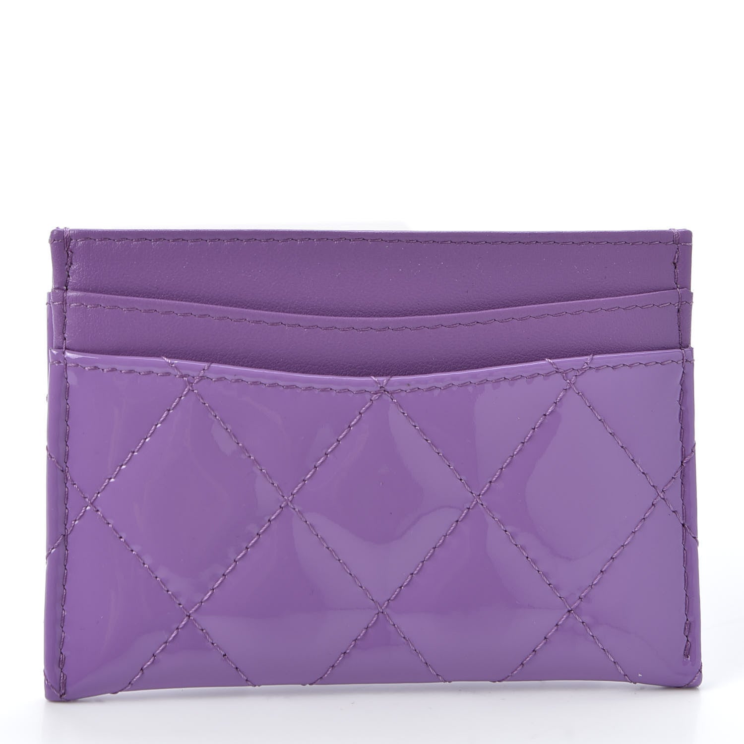 Chanel Patent Quilted Card Holder Purple 2 of 8