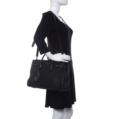 Saint Laurent Grained Calfskin Small Supple Sac De Jour Black 2 of 9