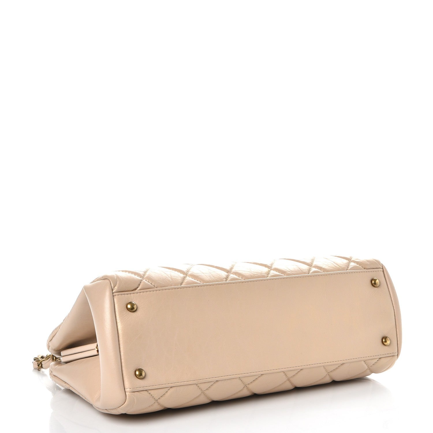 Chanel Aged Calfskin Large Just Mademoiselle Bowling Bag Beige 4 of 10