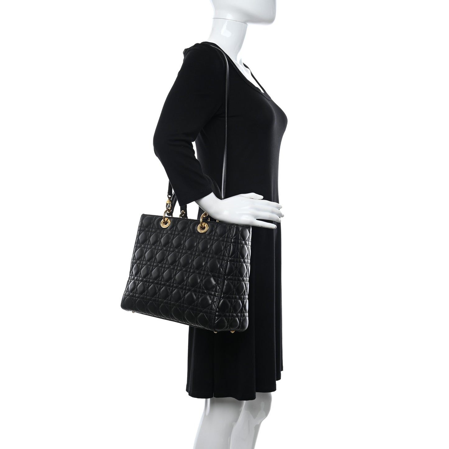 Lambskin Cannage Large Lady Dior Black