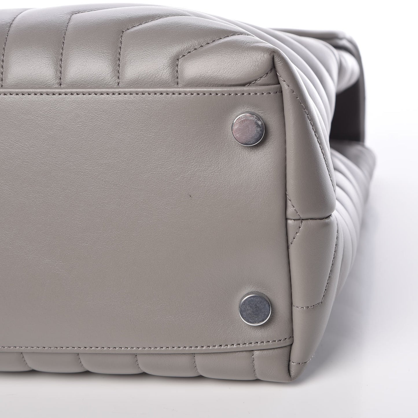 Calfskin Y Quilted Monogram Large Loulou Chain Satchel Light Grey