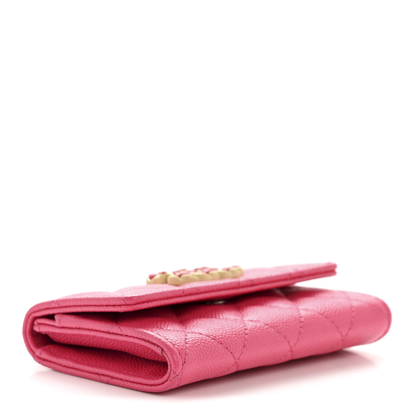 Caviar Quilted Chanel 19 Flap Card Holder Wallet Dark Pink