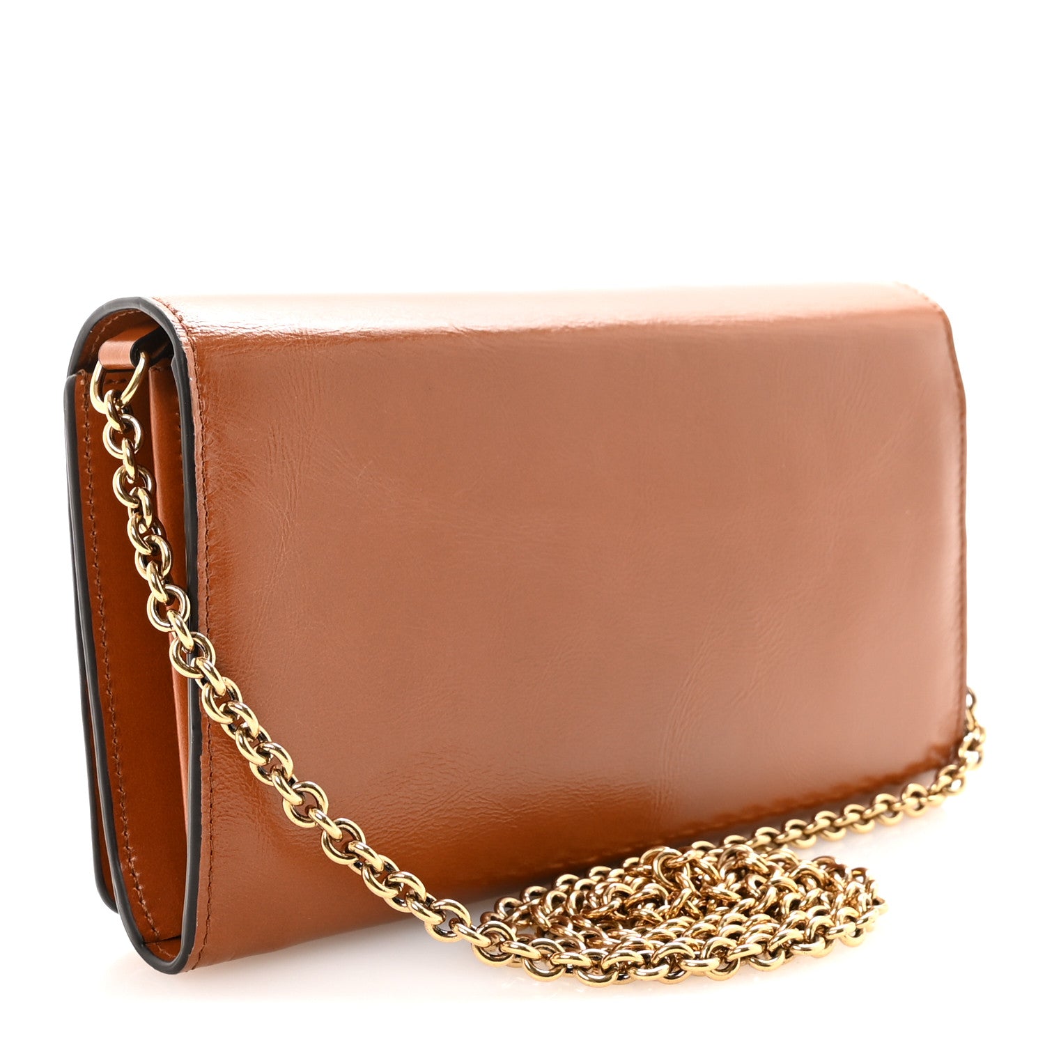 Chloe Calfskin Iconic Flap Wallet On Chain Clay Brown 3 of 10