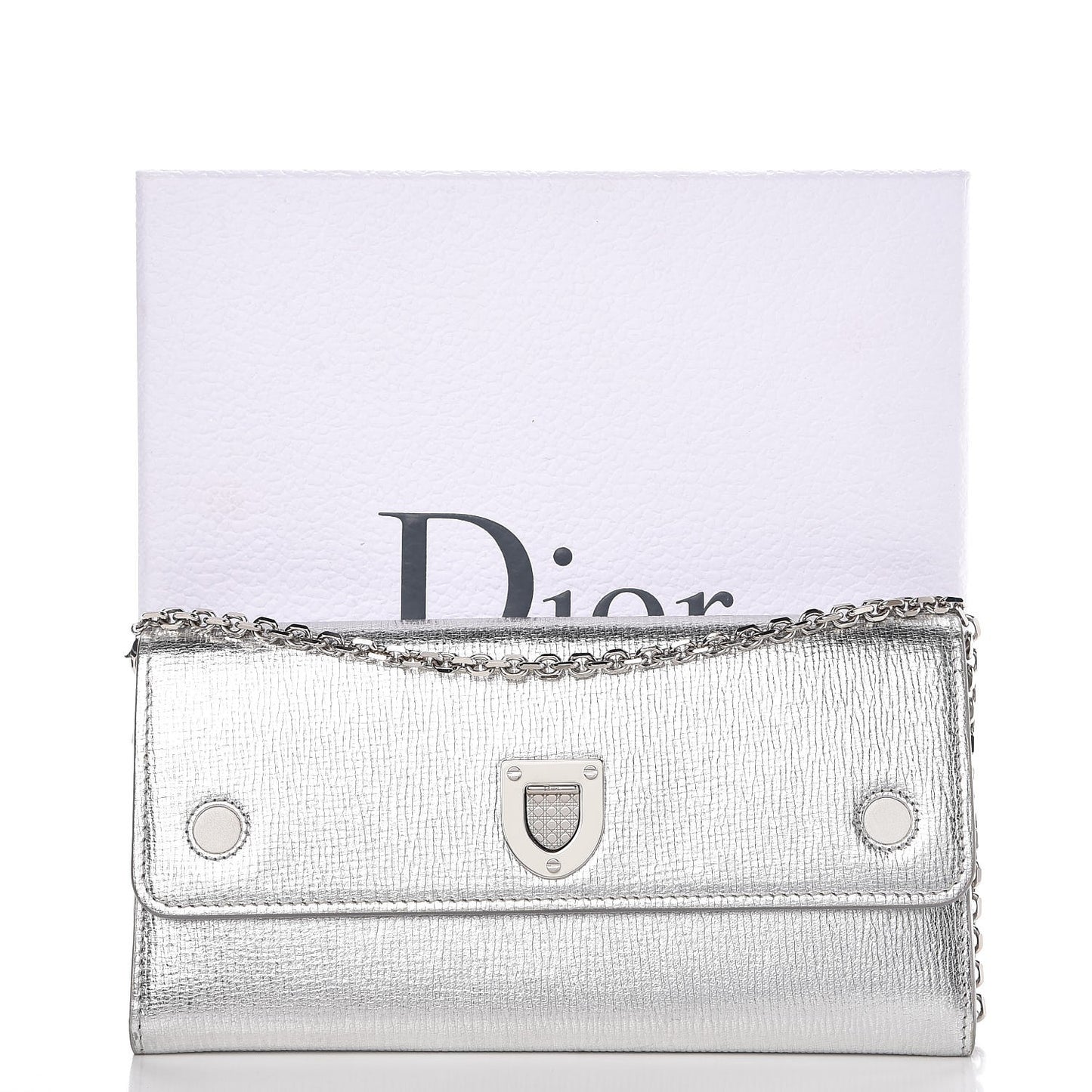 Goatskin Diorever Wallet On Chain Argent