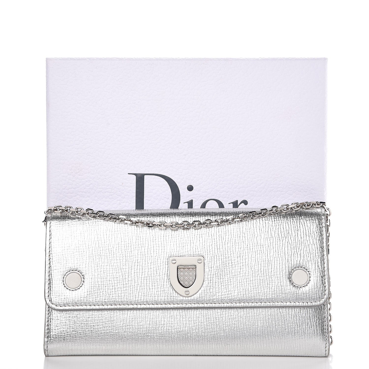 Christian Dior Goatskin Diorever Wallet On Chain Argent 9 of 9