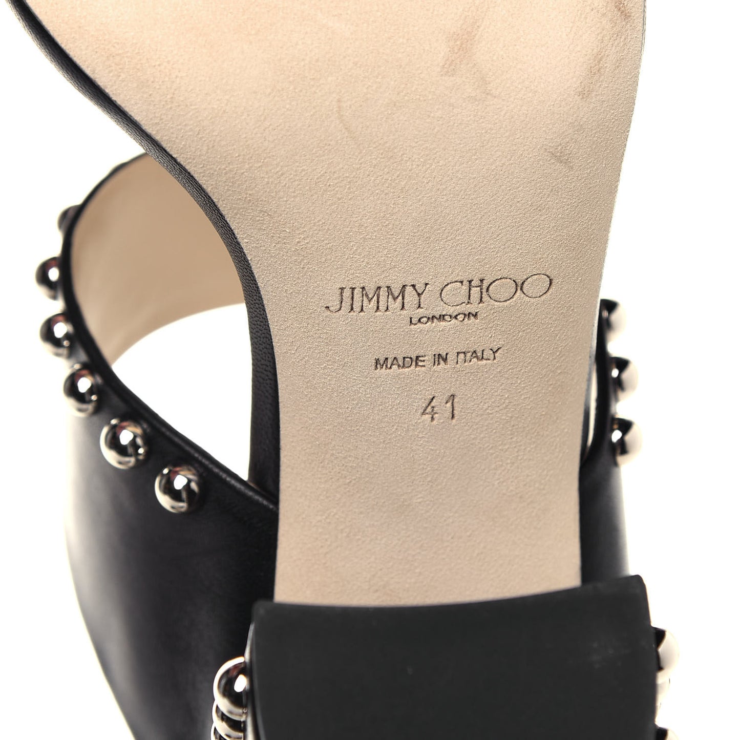 Calfskin Matty 85 Studded Mule Sandals 41 Black