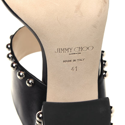 Jimmy Choo Calfskin Matty 85 Studded Mule Sandals 41 Black 6 of 8