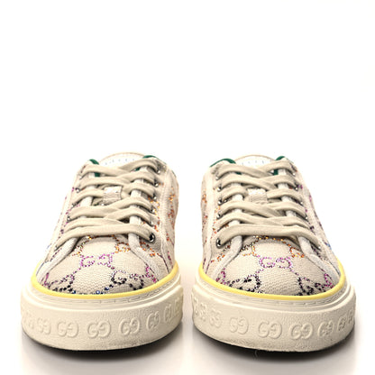 Gucci Canvas Lame Crystal GG Monogram Womens 1977 Tennis Sneakers 39 Gardenia Silver Mystic White 2 of 8