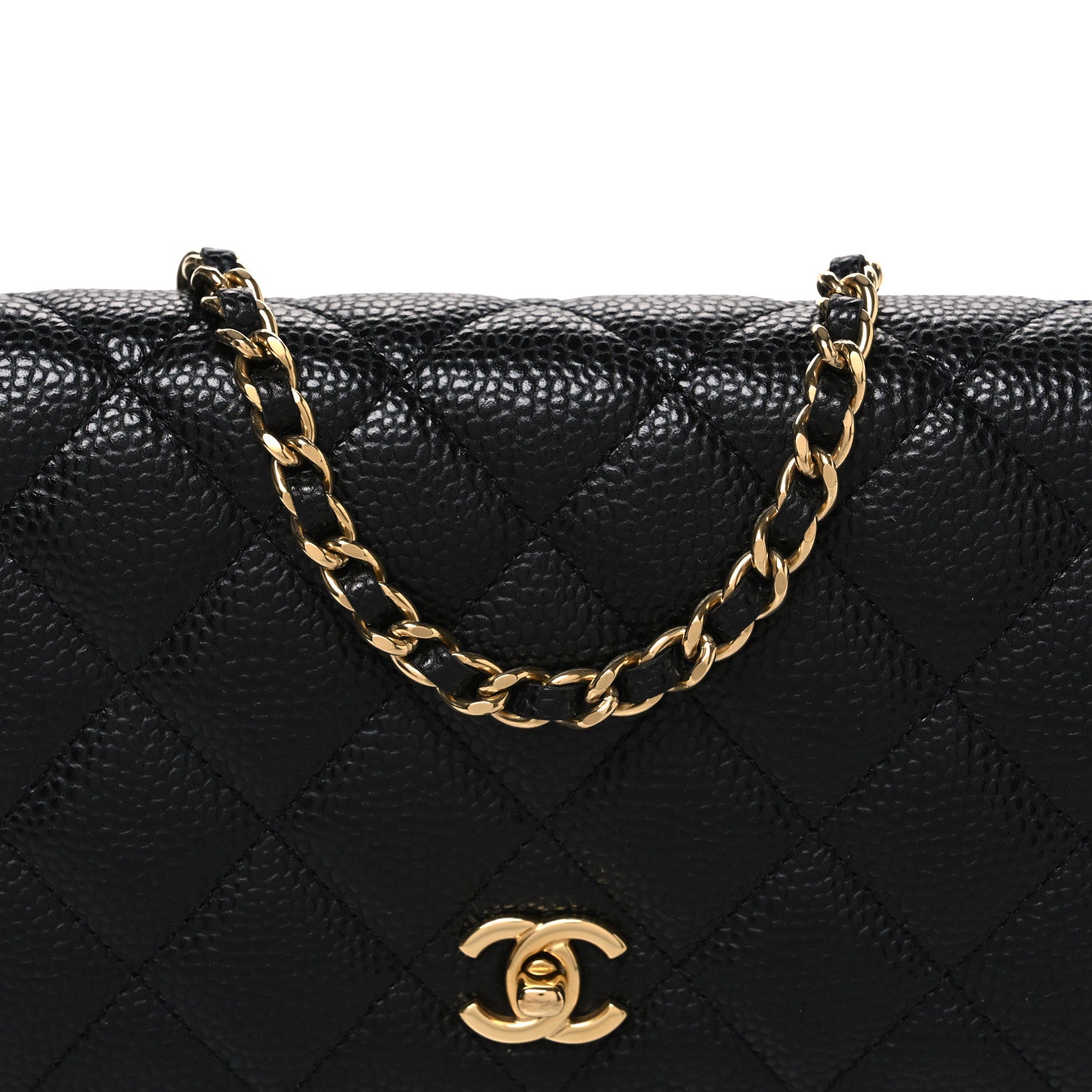Chanel Caviar Quilted CC Turnlock Wallet On Chain WOC Black 9 of 12