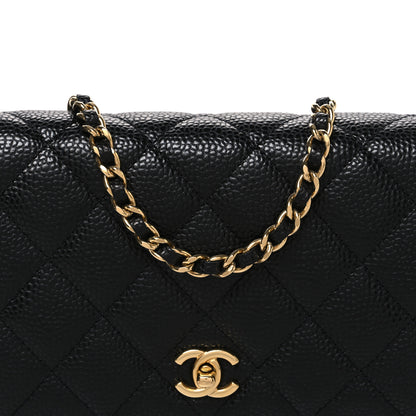 Chanel Caviar Quilted CC Turnlock Wallet On Chain WOC Black 9 of 12