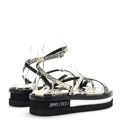 Jimmy Choo Snake Embossed Pine Platform Sandals 37.5 Black 4 of 6