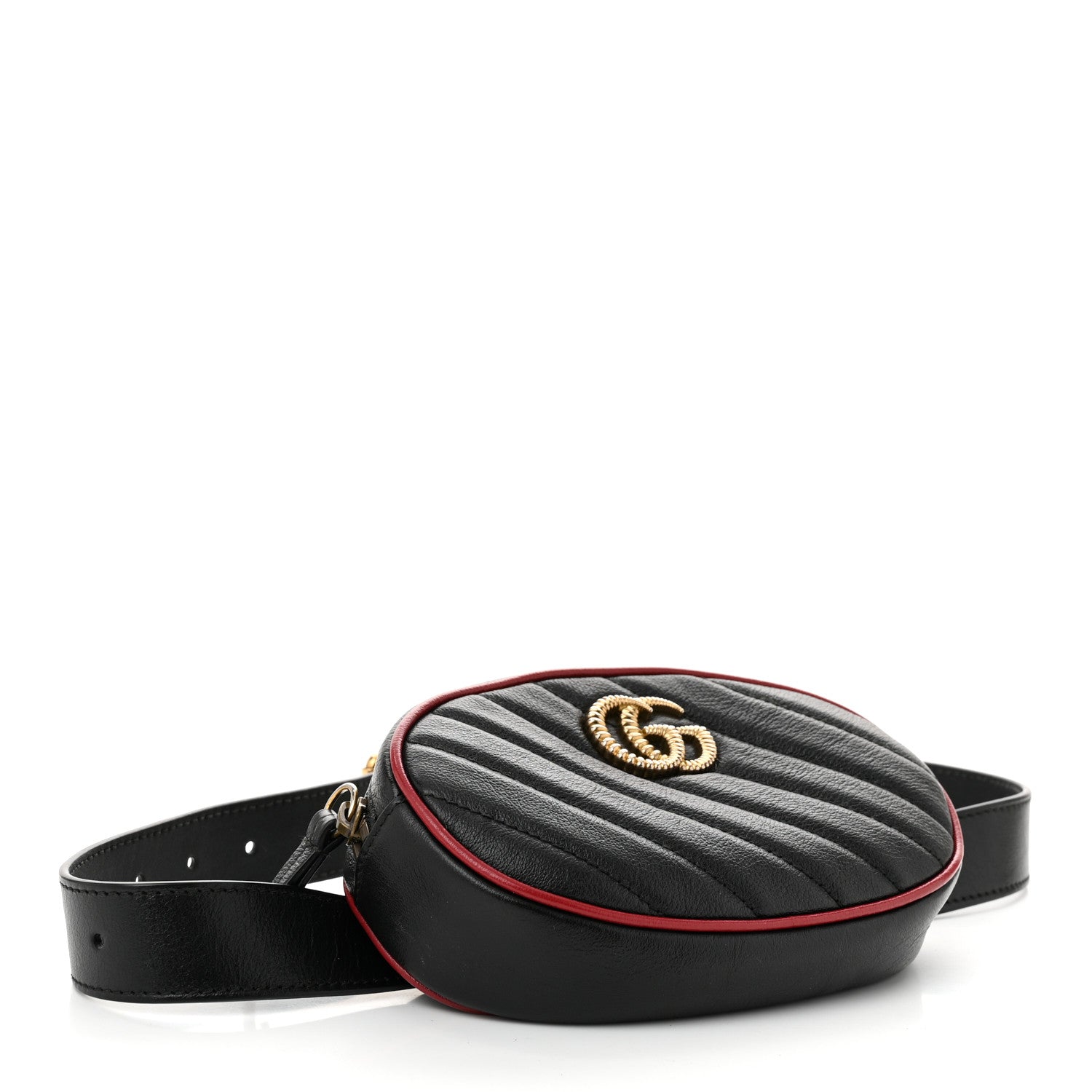 Gucci Azalea Calfskin Matelasse Diagonal Torchon GG Marmont Belt Bag 75 30 Black Romantic Cerise 4 of 10