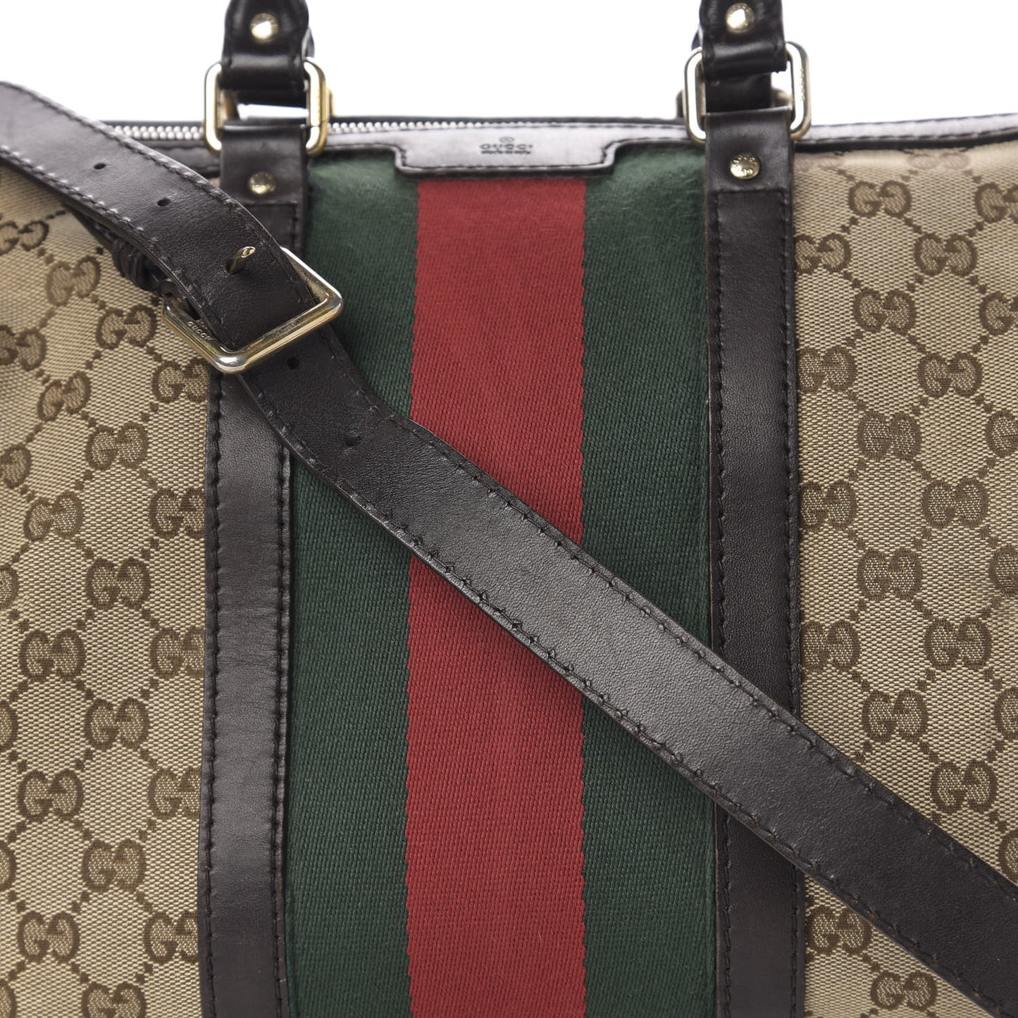 Monogram Vintage Web Medium Boston Dark Brown