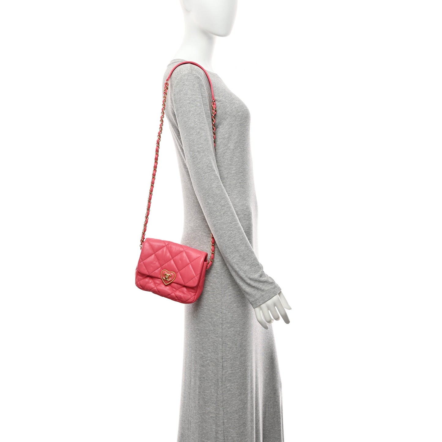 Lambskin Plexiglass Quilted Coco Love Mini Flap Pink