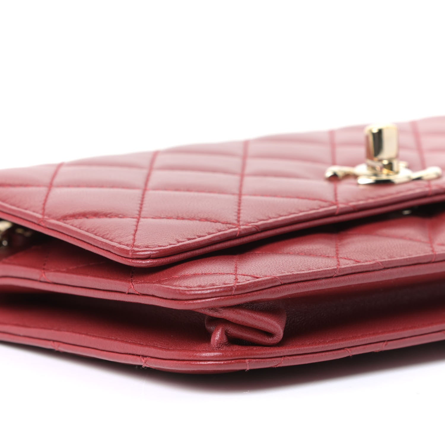 Chanel Lambskin Quilted Trendy CC Wallet On Chain WOC Red 5 of 14