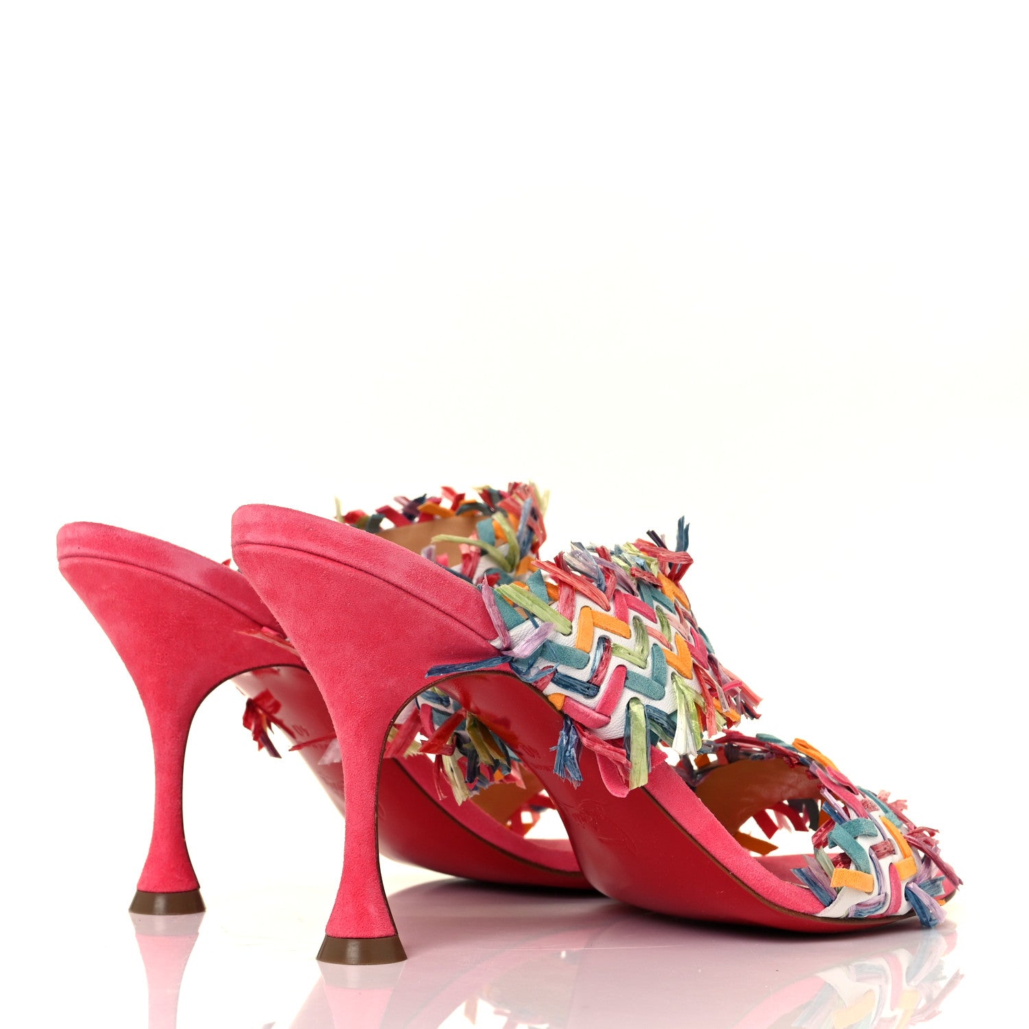 Christian Louboutin Nappa Velvet Suede Raffia Meroine 85 Sandals 40 Multicolor 4 of 8