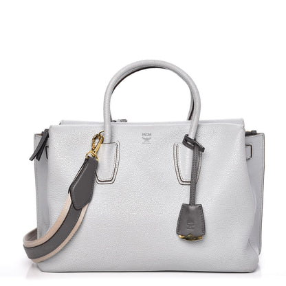 MCM Grained Calfskin Medium Milla Tote Concrete Grey 1 of 27