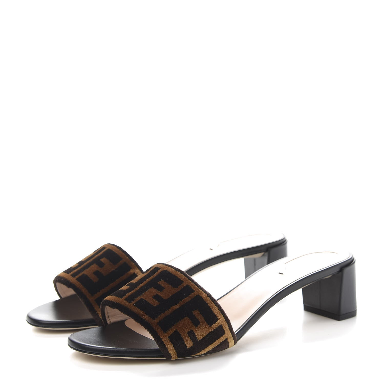 Fendi Velvet FF Slide Sandals 41 Tobacco 3 of 8