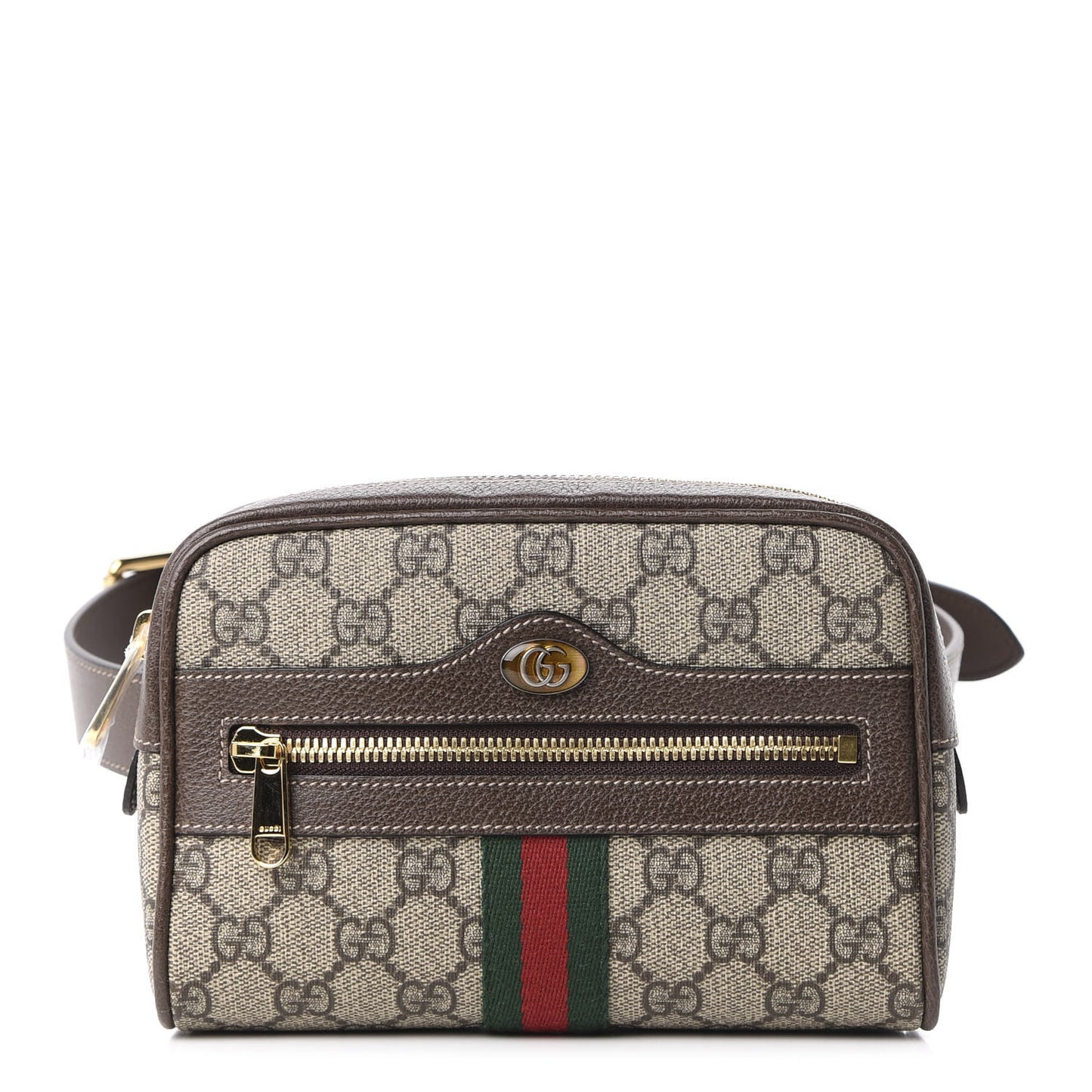 GG Supreme Monogram Web Small Ophidia Belt Bag 85 34 Dark Brown