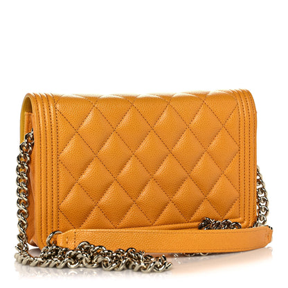 Chanel Caviar Quilted Boy Wallet On Chain WOC Yellow 2 of 11