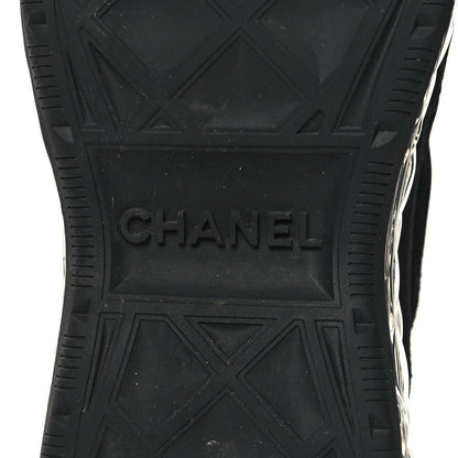 Chanel Suede Calfskin Velvet Grosgrain CC Sneakers 36.5 Black 7 of 8