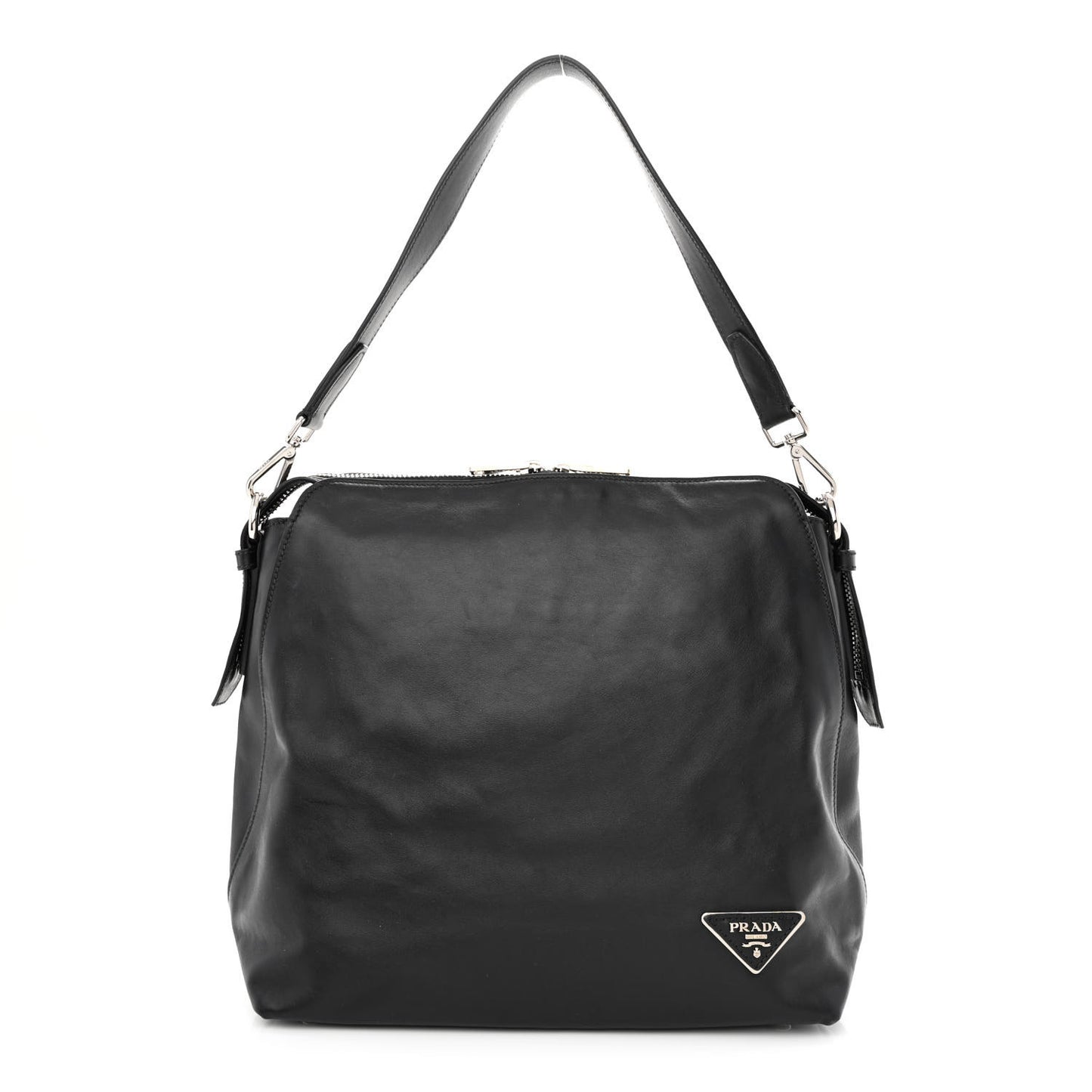 Soft Calf Side Zip Hobo Black
