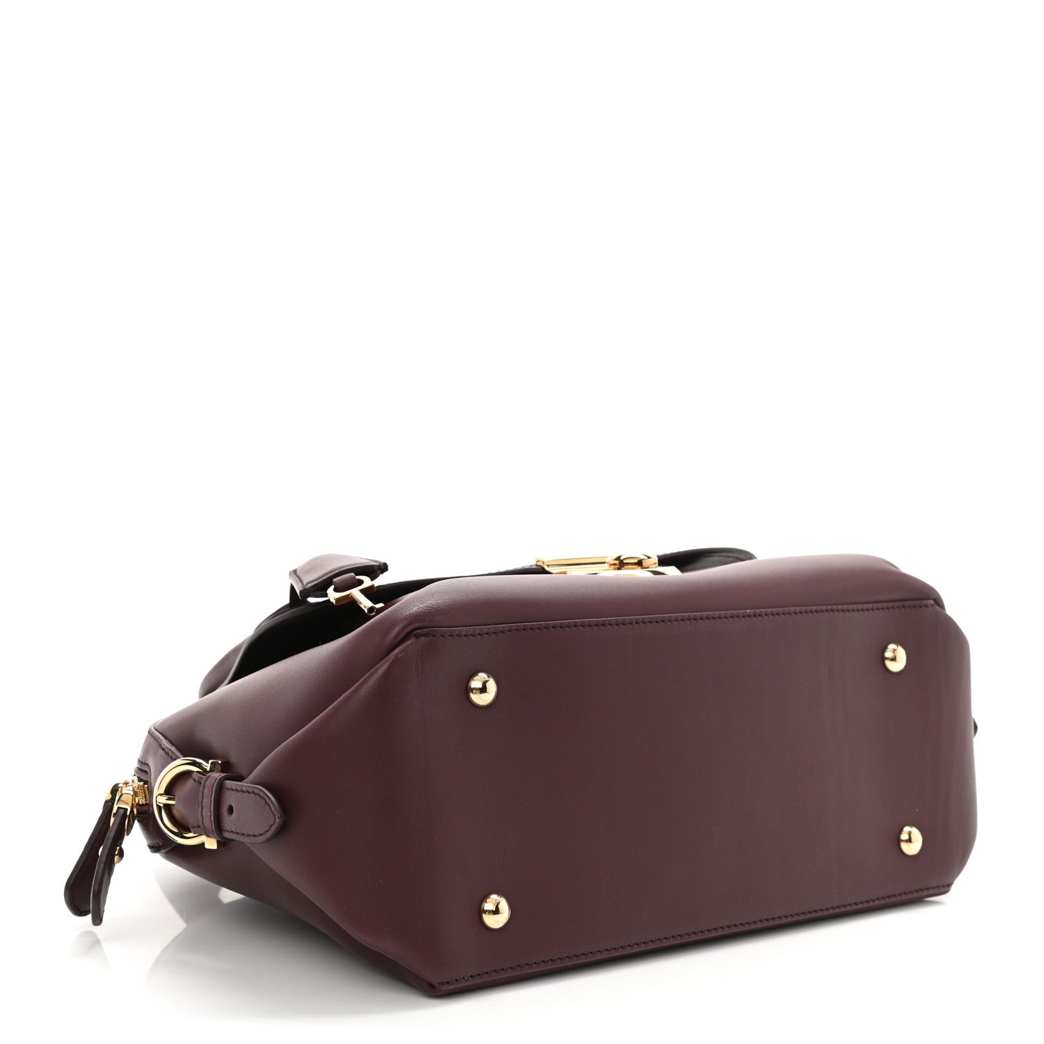 Salvatore Ferragamo Calfskin Fiamma Bag Rouge Black 4 of 8